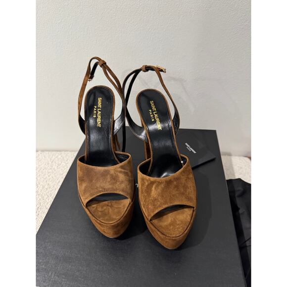 SAINT LAURENT JODIE PLATFORM SANDALS IN SUEDE LAND BNIB 39 - Picture 7 of 11